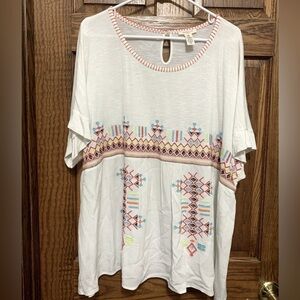Westbound white and neon embroidered tee. Size 2X